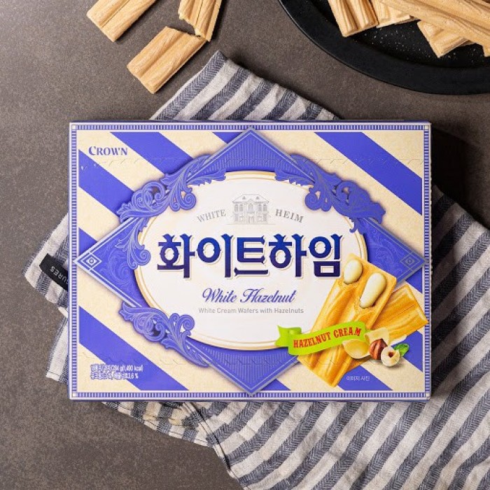 White Hazelnut - Korea Crown White Heim White Cream Hazelnut Wafers 47g /box